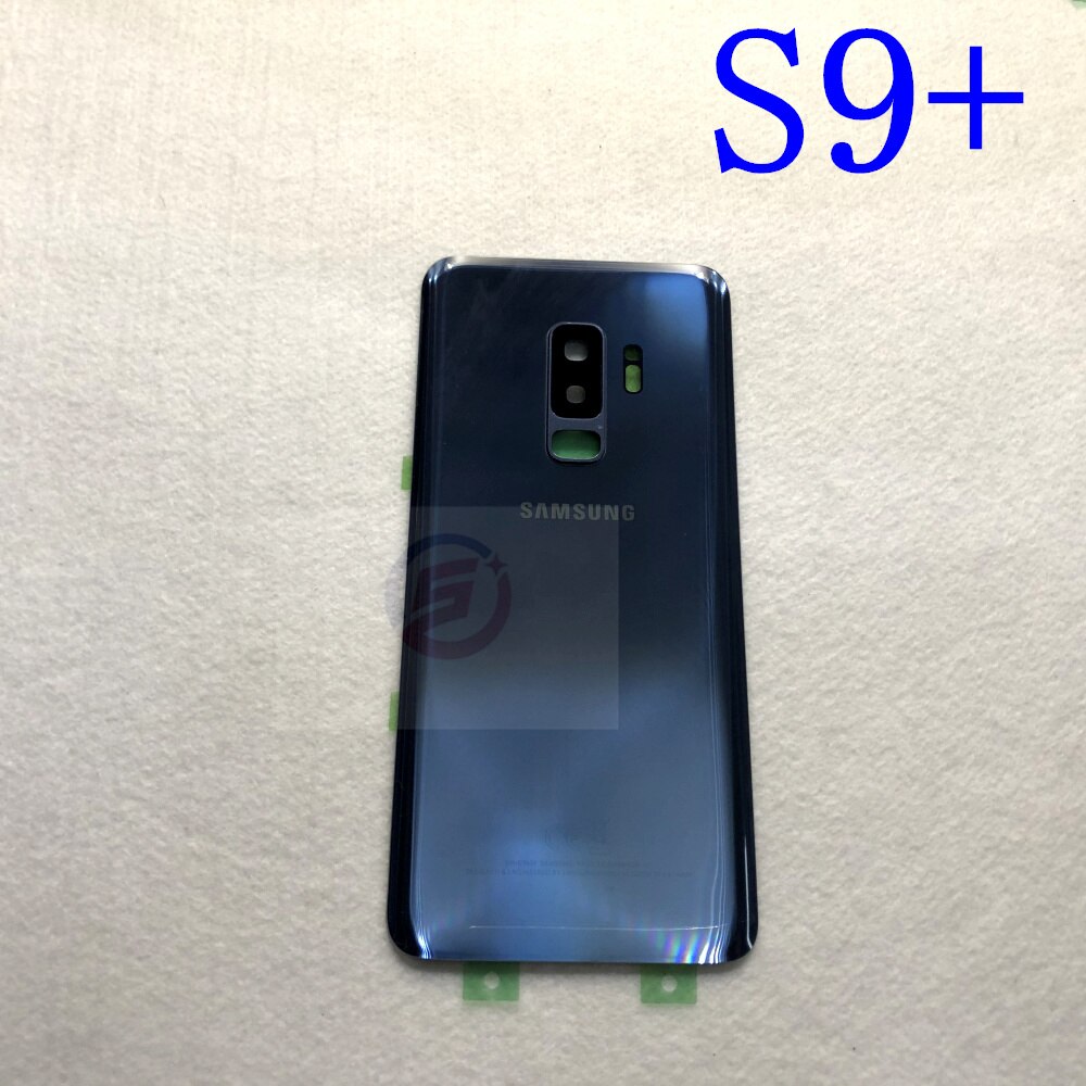 S9 Rear Battery Door Case For Samsung Galaxy S9 Plus G960F G965F Back Glass Housing Cover + Adhesive +Camera Glass Lens Frame: S9 Plus Blue