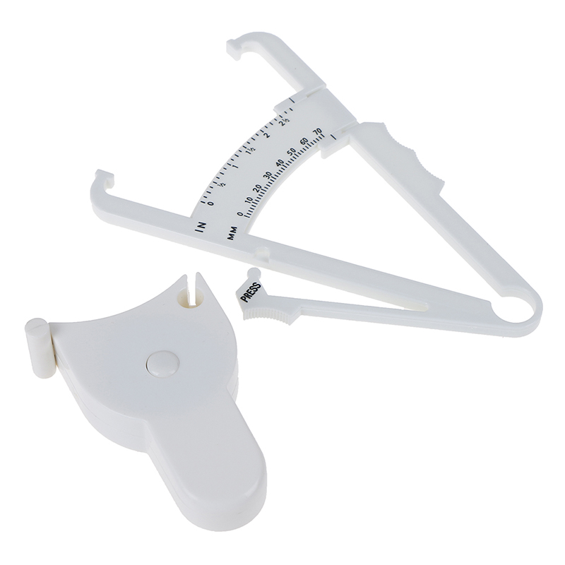 2Pcs/Set White Body Fat Caliper Measure Tape Tester Fitness For Lose Weight Portable Body Building Fitness Equipmnet