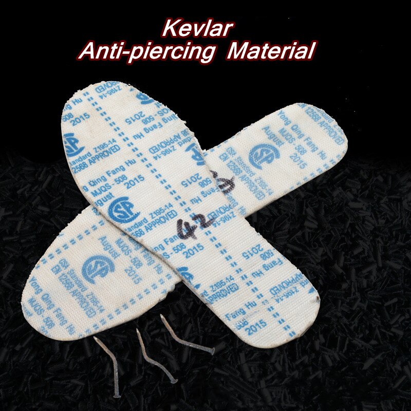 Plantilla de seguridad Kevlar antiperforación, antiadherente, suela de acero, antihierro, para montañismo y sitio de construcción