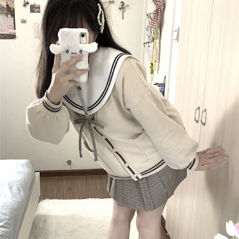 Sweater Japanese Cardigan women clothing knitting jk sweet Loose femme oversized clothes Kawaii tops korean Sweaters