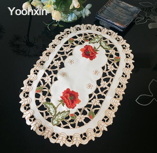 Satin blonder bord dækkeserviet klud broderi dækkeserviet pude pande glas coaster spisestue te kop serviet drikke gryde krusholder køkken