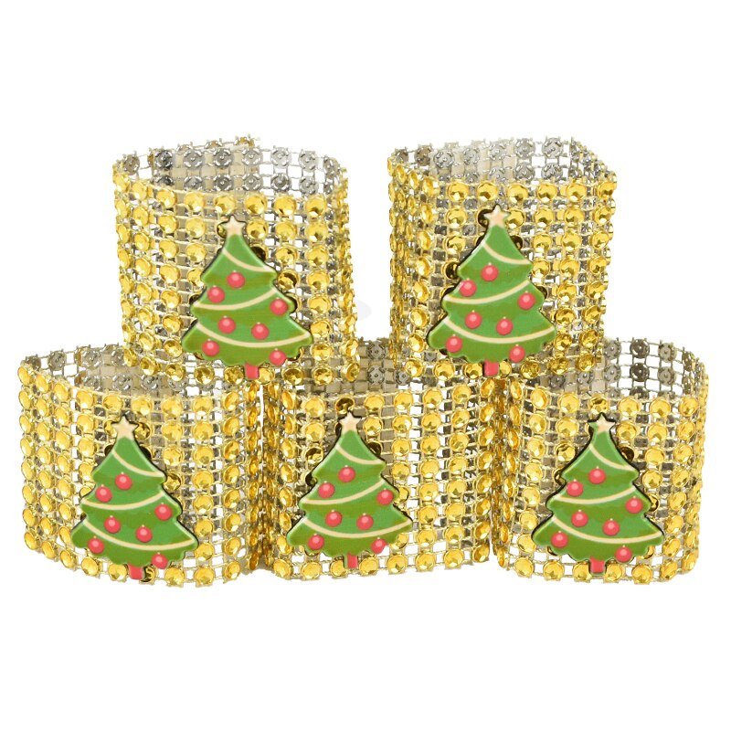 5 stk sølv rød guld serviet ring stole spænder juledekoration håndværk rhinestone buer holder håndlavede xmas forsyninger: B02