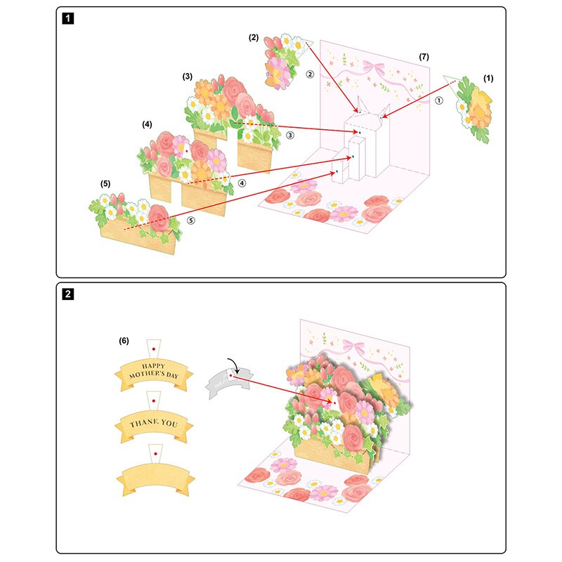 DIY Pop-up Card Flower Bouquet,Handmade 3D Anniversary Greeting Paper Model,Postcard Invitation Papercraft,Craft Toy ER-122