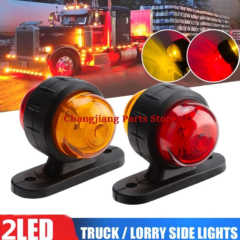 2 Stuks Rode Amber Hoek Side Marker Led Light Overzicht Lamp Truck Trailer Van Bus 12V
