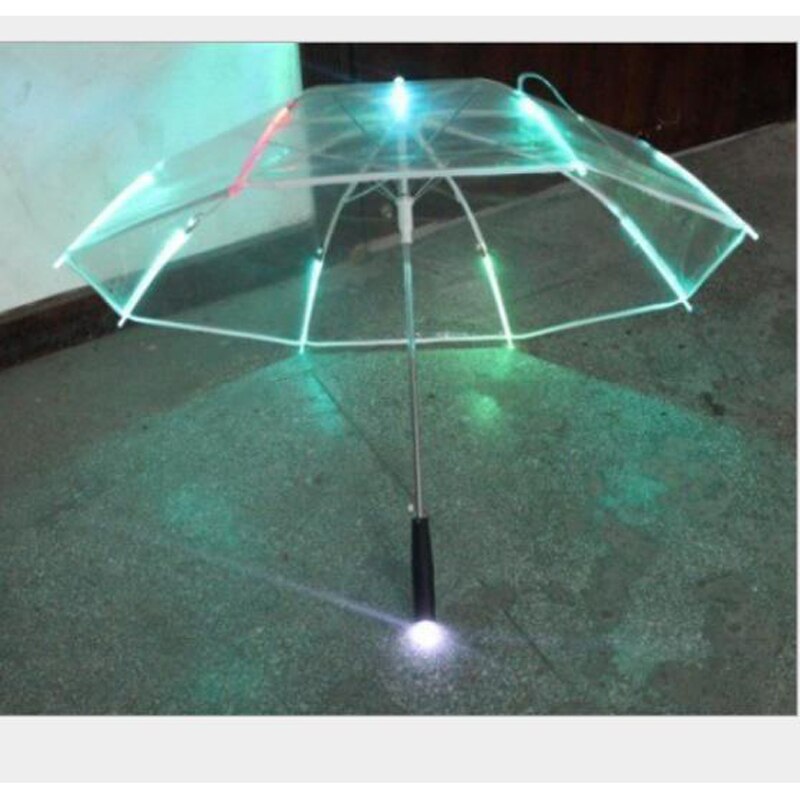 Paraguas fresco con luces LED, 8 luces transparentes con mango de linterna/BY: Transparente