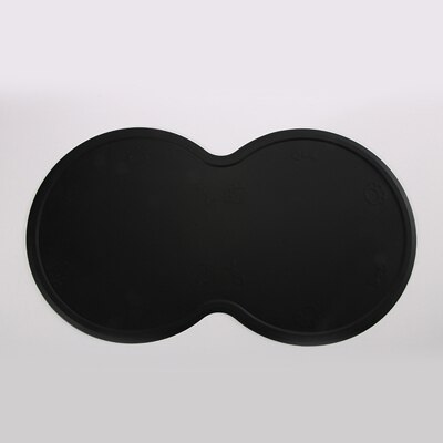 Silicone Waterproof Pet Feeding Mat Double Dog Bowls Dog Wear-resistant Pet Water Food Holder Cat Feed Bowl Mats: Black