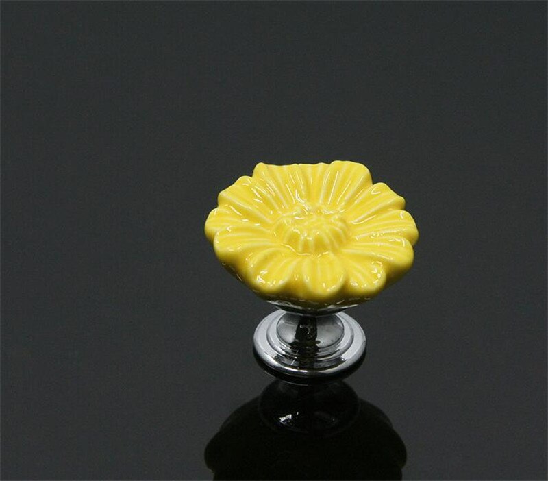 33mm farverige keramiske blomsterskabsknapper dørtrækhåndtag skabskuffe garderobemøbler håndtagsknapper: G