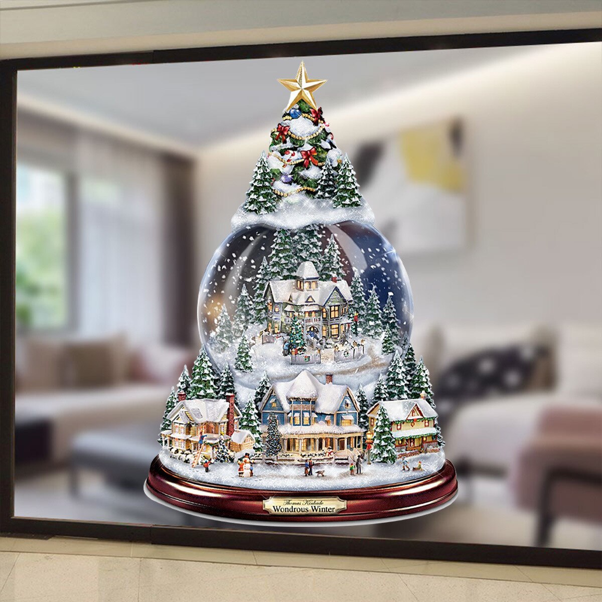 Christmas Tree Rotating Sculpture Train Decorations Paste Window Paste Stickers Christmas Decorations