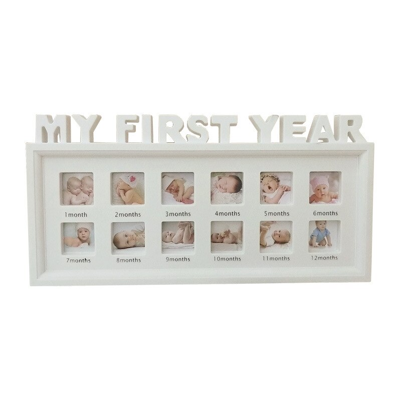 DIY 0-12 Maand Baby Souvenirs "MIJN EERSTE JAAR" Foto 'S Creatieve Herdenken Kids Groeiende Geheugen Display plastic Fotolijst