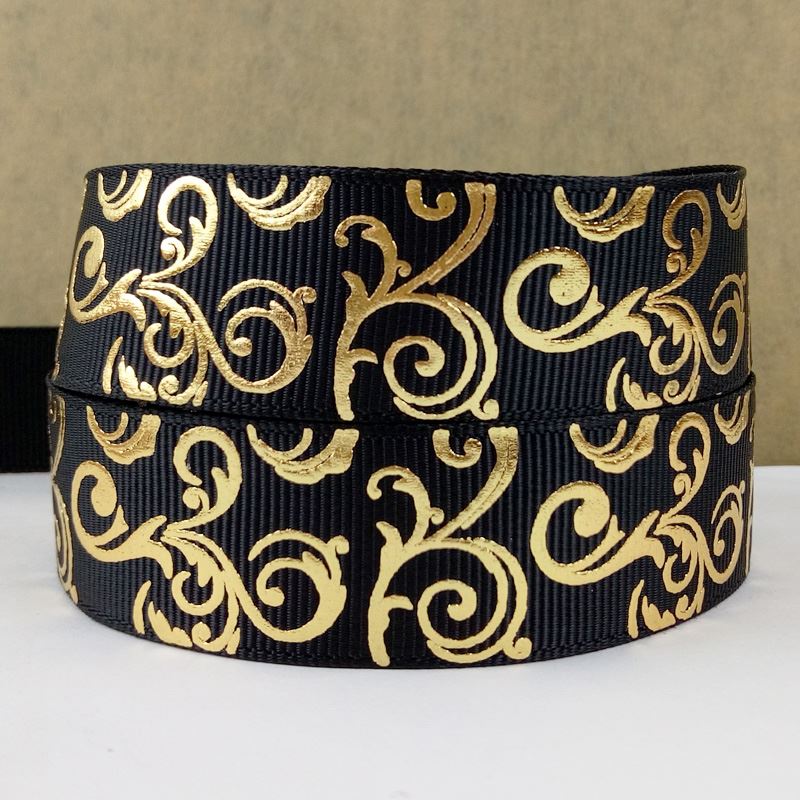 50 yard gold swirl foil printed grosgrain ribbon sp-G-38: 8