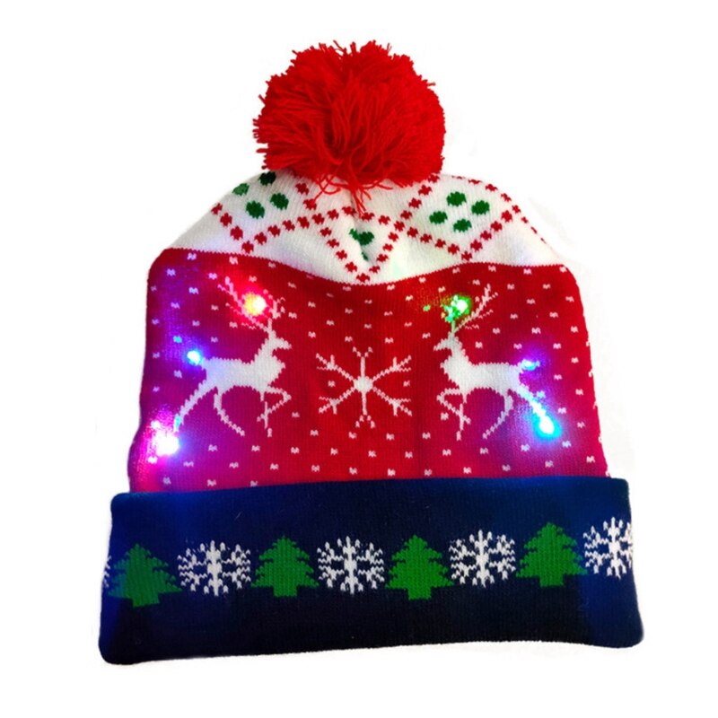 Neuheit LED Licht hoch Weihnachten Mütze Hütte Karikatur Santa Rentier Schneemann Gestrickte Hässliche zur Seite fahren Warme Schädel Kappe: 3