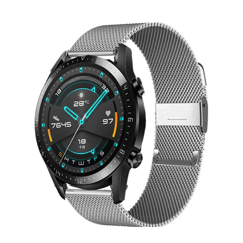 Milanese pulseira de relógio para huawei gt2 46mm 42mm loop pulseira para honra magia 2 46mm cinta aço inoxidável pulseira de metal