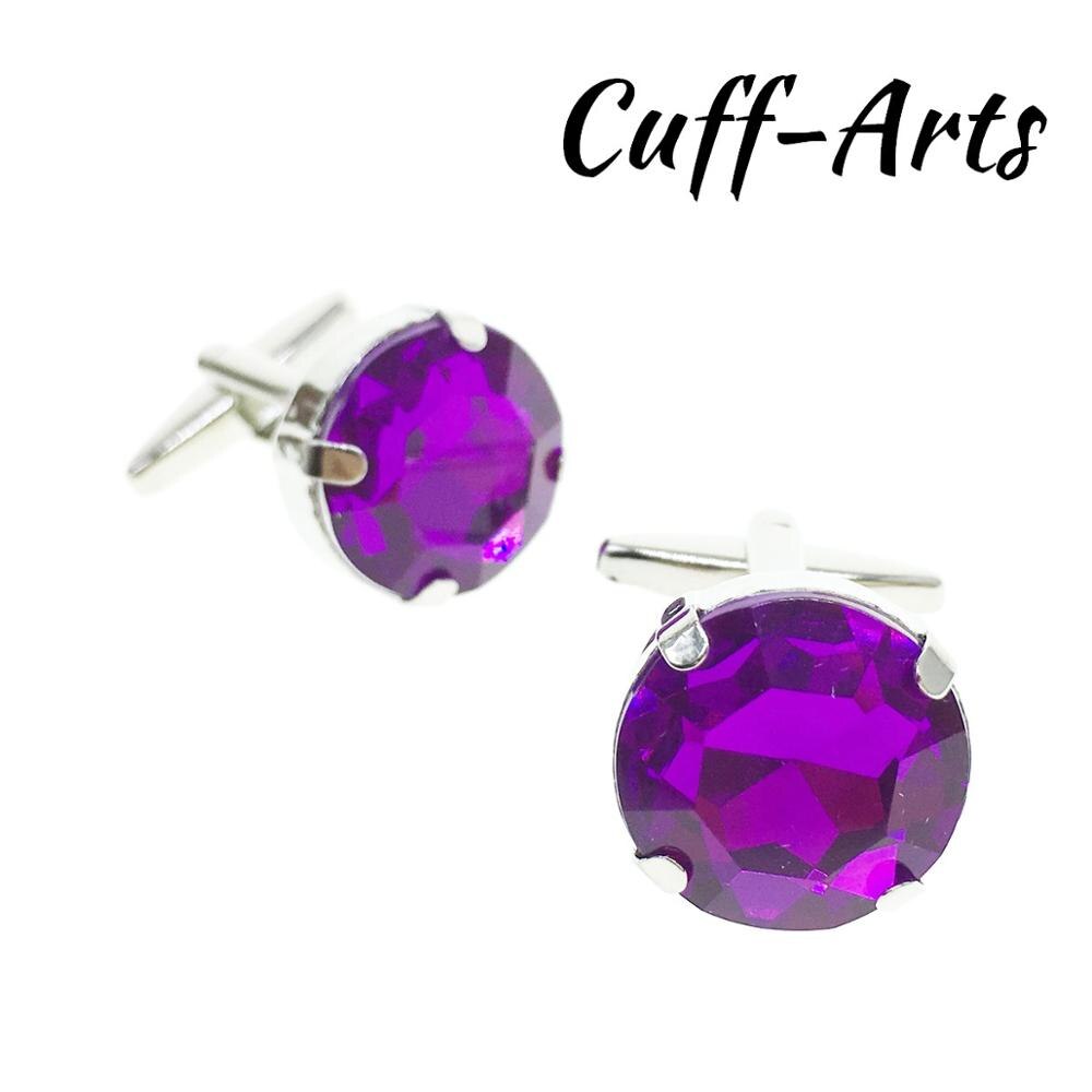 Cuffarts Luxury Men's Cufflinks Vintage Purple Crystal Cufflink Male French Shirt Wedding Party C20126: Default Title