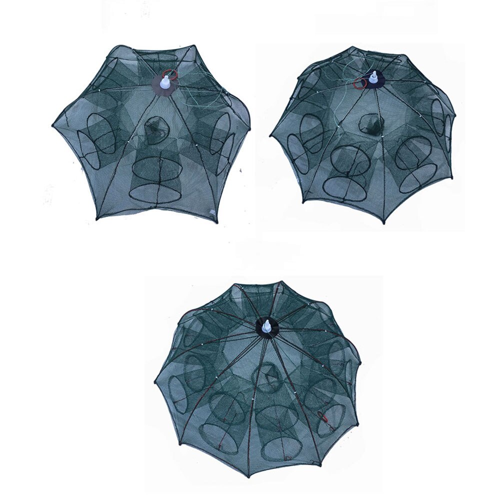 4-16 Holes Automatic Fishing Net Shrimp Cage Nylon Foldable Crab Fish Trap Cast Crayfish Shrimp Catcher Trap Cages раколовк
