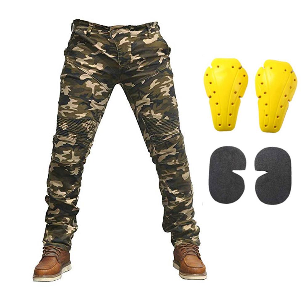 Camouflage heren motorbroek denim jeans met uitneembare ce-bescherming kniebeschermers heupbeschermers powersports cargo broek beschermende broek: S