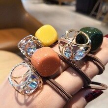 Koreaanse Eenvoudige Holle Kristal Haar Touw Strass Ring Handgemaakte Rubberen Band Vrouwen Hoofdtooi Haar Accessoires