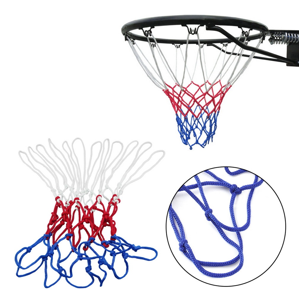 1pc thick 5mm Red White Blue Basketball Net Nylon Hoop Goal Rim Mesh Net