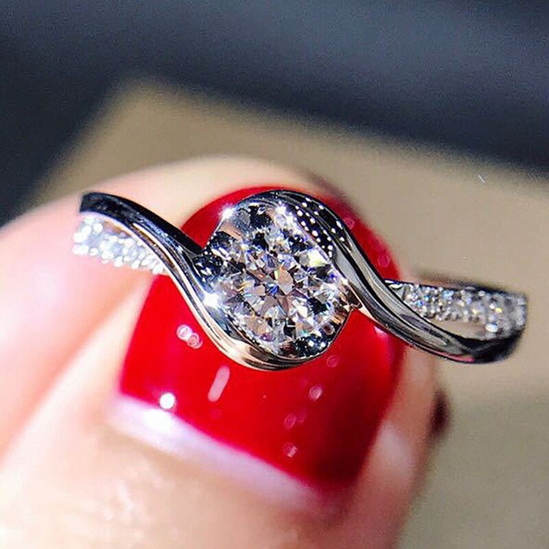 Klassische Engagement Ring AAA Weiß kubisch Zirkon Weibliche Frauen Super Blitz Strass Hochzeit Band CZ Ringe Schmuck