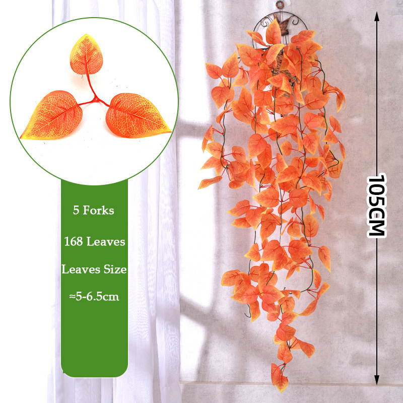 Plantas de enredaderas artificiales de 105cm, 5 tenedores, enredadera de plástico para exteriores, hiedra verde, plantas colgantes de pared, rama para el hogar, jardín, decoración de boda