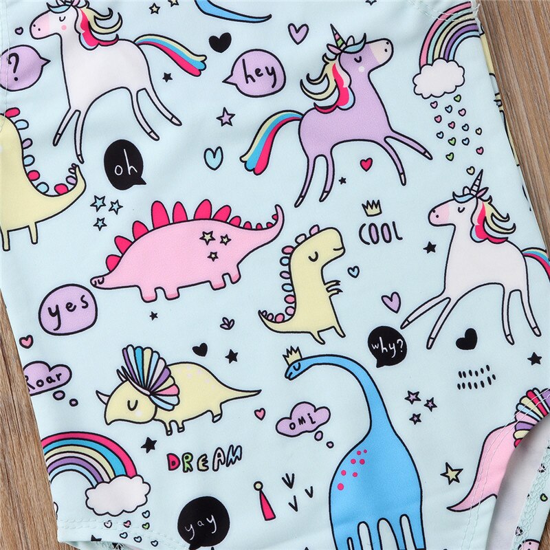 Summer Children Kids Baby Girls Bikini One-piece Sleeveless Unicorn Print Swimwear Infant Girls Beachwear Swimsuit Swimming