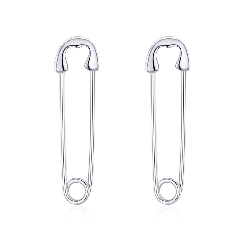 Paperclip Oorbellen BISAER 925 Sterling Zilveren Paperclip Vorm Stud Oorbellen Stud voor Vrouwen Luxe Zilveren Sieraden ECE695: Default Title