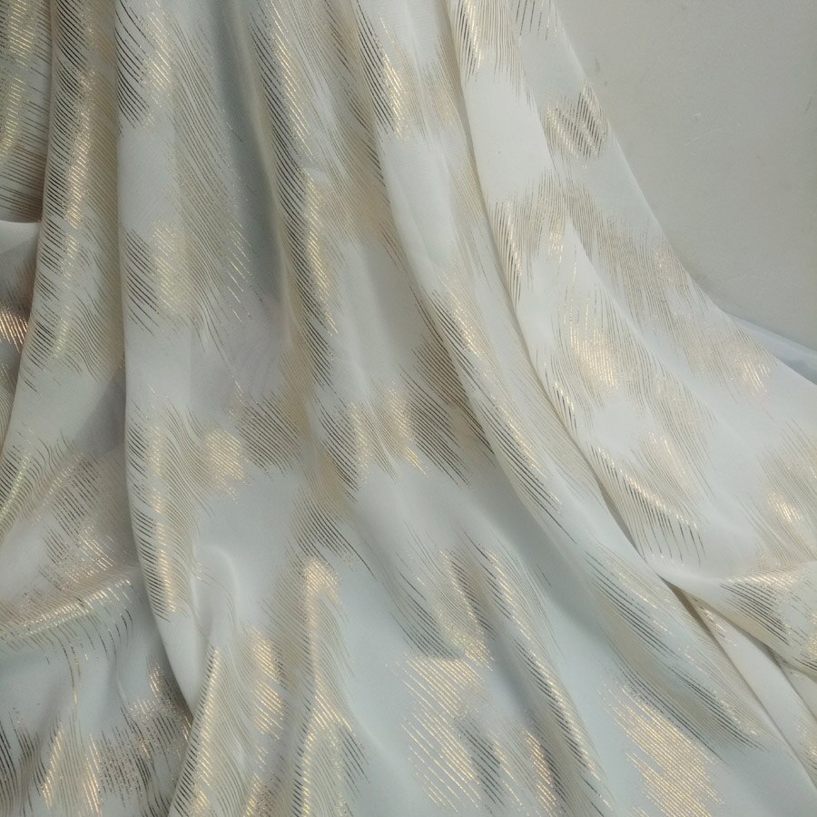 Stage Dancing Bronzing Chiffon Fabric Shiny Golden Stripe Fabric Bronzed Costume Material DIY stage cosplay Dress 1Meter