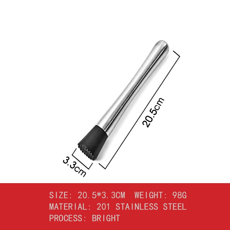 Lemon Stainless Steel Broken Popsicle Bar Mixer Bar Mojito Cocktail DIY Drink Fruit Muddler Crushed Ice Barware Bar Tools: 201 21cm Bright