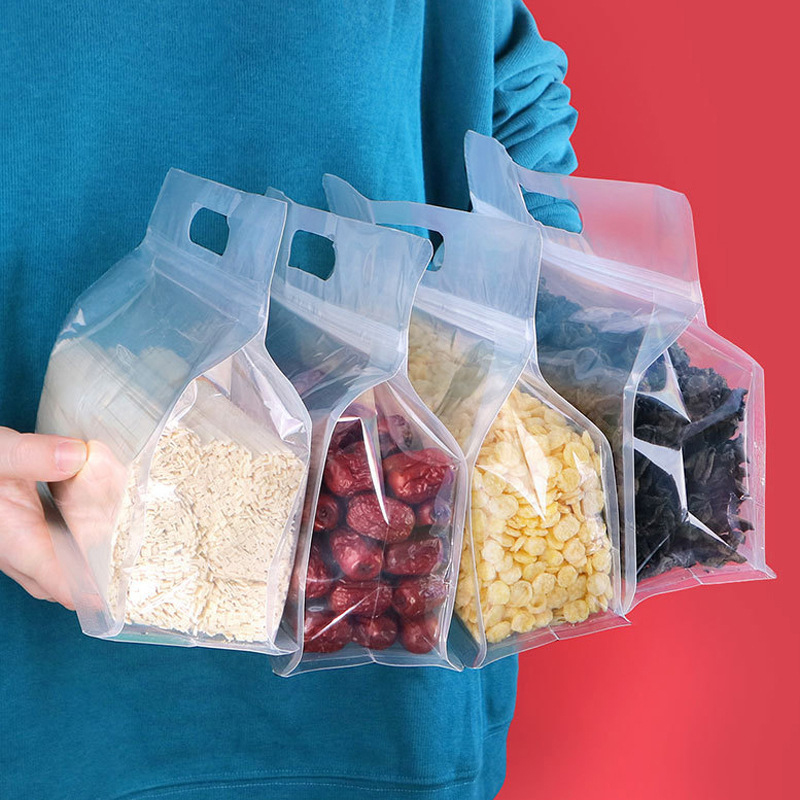 Bolsa de plástico reciclable ziplock Saran bolsa de plástico de embalaje de PVC a prueba de fugas bolsa de embalaje de partículas de frutas alimentos frescos recipiente cerrado de cocina