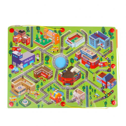 El espacio de la ciudad laberinto magnético Junta corriendo cuentas juego intelectual juguetes educativos para niños para el de los niños: City Traffic