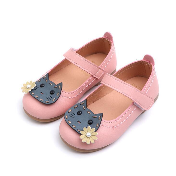 Vår og sommer jentesko låve jenter prinsesse flate sko 21-30 rosa beige sandaler: Rosa / 7