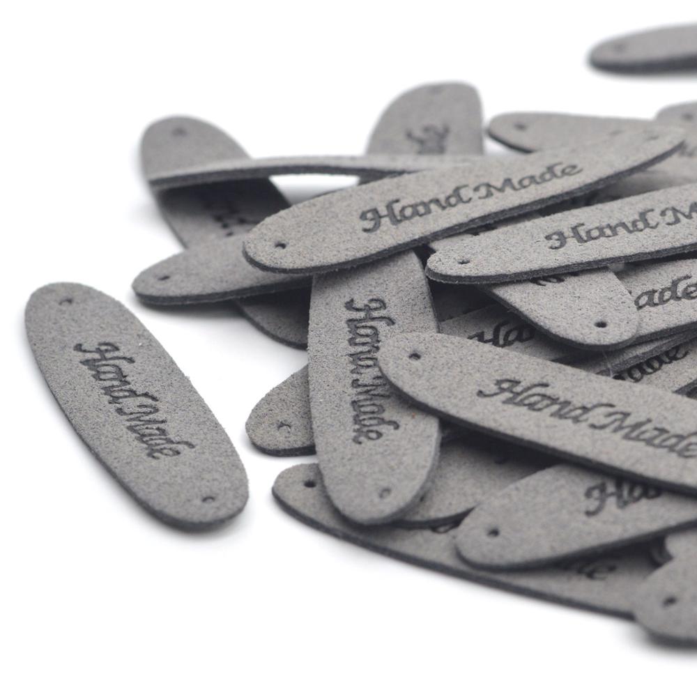 Kalaso 10 stk grå håndlavede etiketmærker tøjbeklædningsetiketter håndlavede jeansposer hatte diy håndværk syning af stoftilbehør