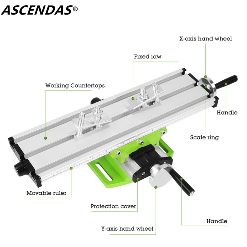 ASCENDAS Mini precision multifunction worktable Bench Vise Fixture drill milling machine Cross Assisted Positioning Tool TP-0384