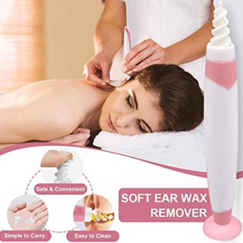 Portable Ear Cleaner with 16 Replacement Heads Suction Cup Spiral Spoon Earwax Removal Tool Easy Grip Cleaning Machine