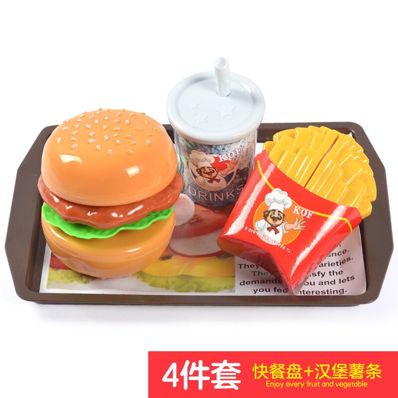 Children's fruits and vegetables cut fruits and toys cut and watched every kitchen toy hamburger set: Hamburger 4X