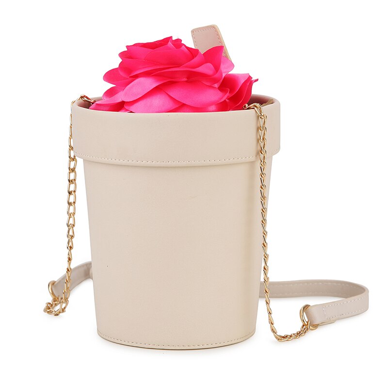 Lässige schultertasche in blumentopfform mit kette, damen-crossbody-tasche, beuteltasche, lustige handtasche, lässiger beutel aus pu-leder: Default Title