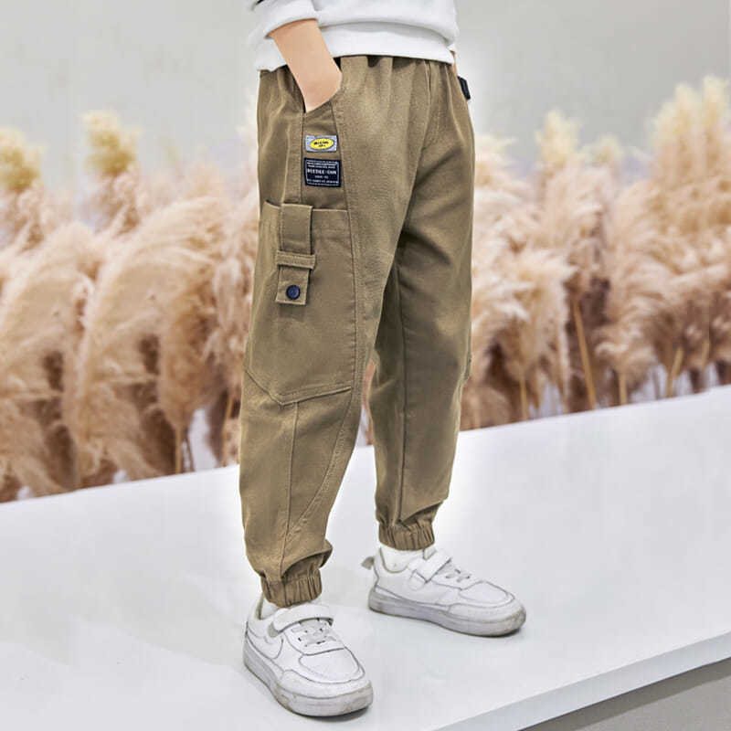 Pantalones Cargo con múltiples bolsillos para niño, pantalón informal, para la escuela, para correr, trabajo al aire libre