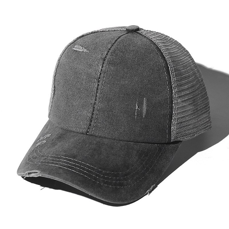 Zomer Baseball Cap Hollow Out Hoeden Voor Vrouwen Snapback Hoed Vrouwelijke Verstelbare Outdoor Trucker Hoed: dark grey