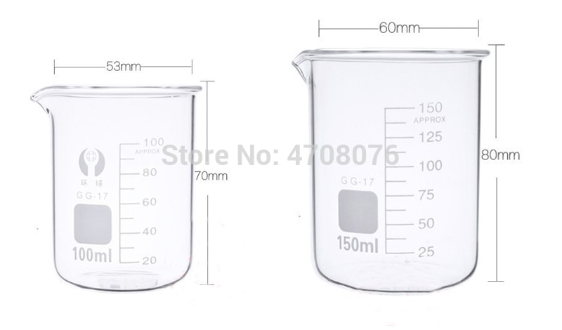 150ml 12 pièces/ensemble bécher Pyrex verre borosilicate laboratoire verrerie chimique tasse à mesurer fond plat pour test scientifique