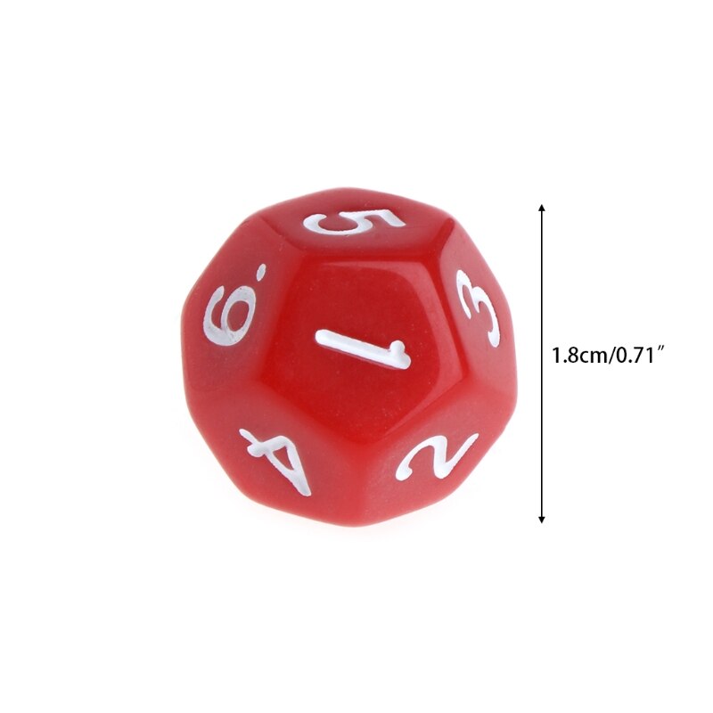 10pcs Multicolor Game Accessorie 12 Sided Acrylic Number Dice Drinking Dide