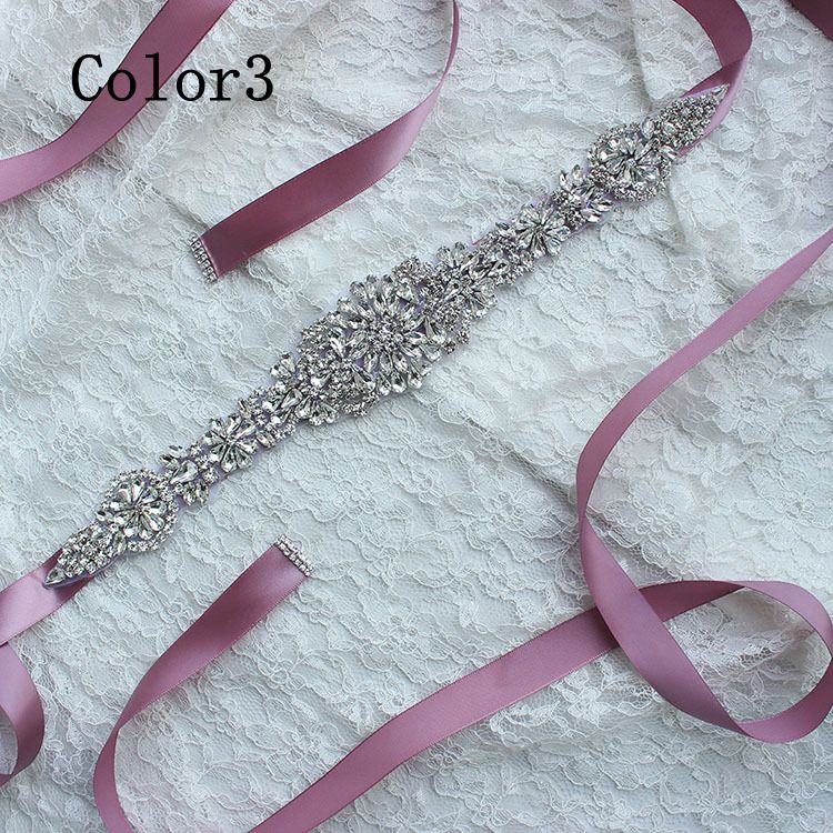 Stil rhinestone bryllup bånd bælte tilbehør brud brudepige brude sashes bælter til brudekjole på lager: Farve 3