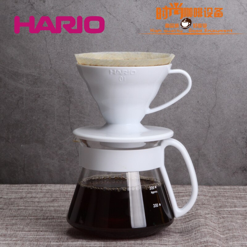 Heat-resistant glass drip filter set V60 series hand-made coffee set resin filter cup VDSP: White