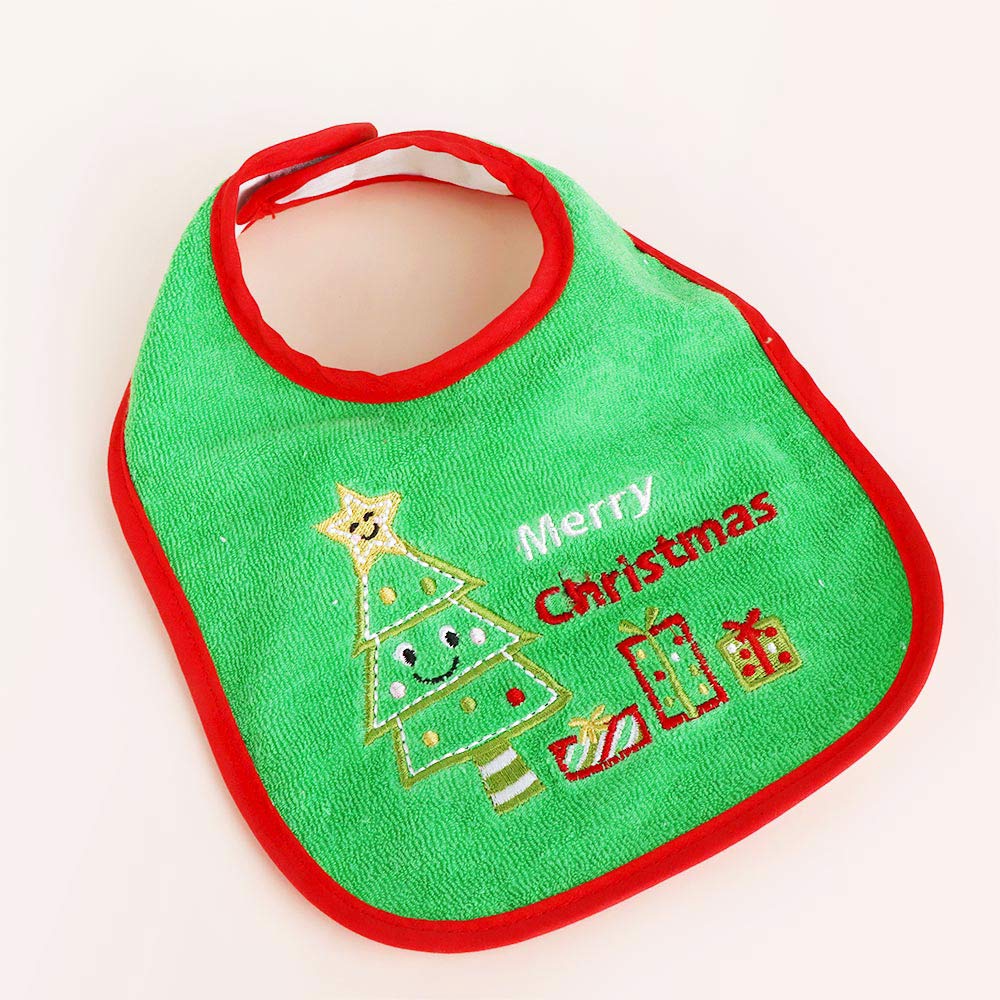 1 pc dos desenhos animados bordado papai noel natal bib bandana criança infantil bebê saliva toalha babero babadores presente de natal: E