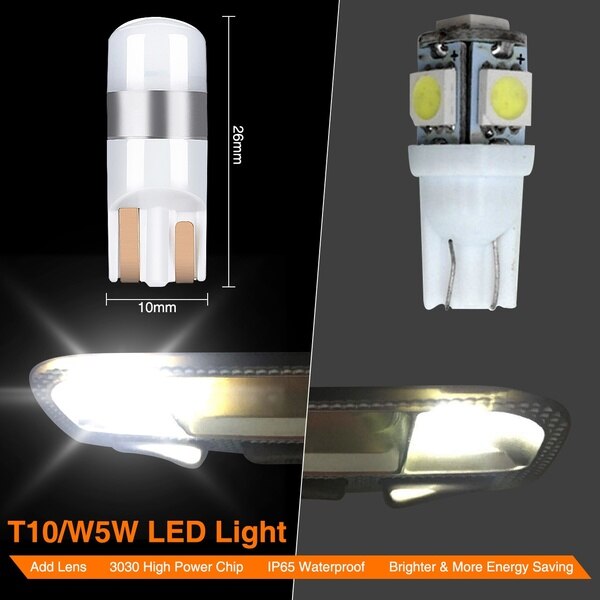 4X Fehler T10 Birne Canbus 3030 Smd LED Auto Parkplatz Licht Weiß 6000K