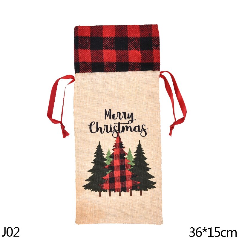 Julevinflaskebetræk taske glædelig jul tasker hjem julestrømpeholdere jule navidad årspynt: J02
