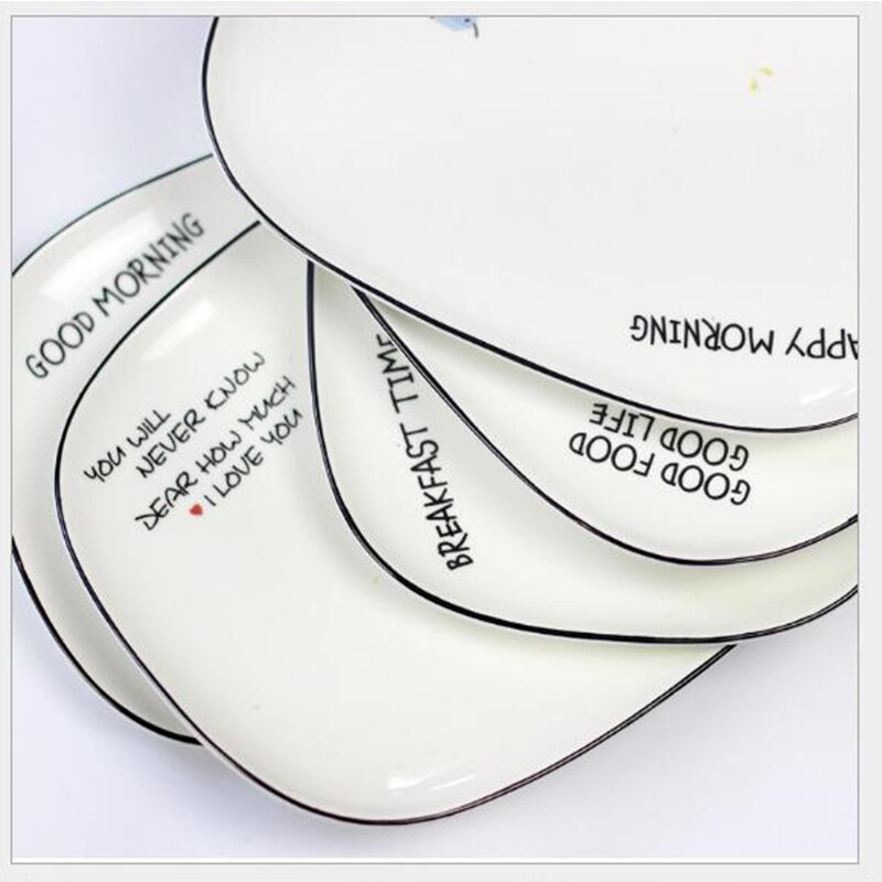 Nordic rectangular fruit salad plate cake dessert plate dish cutlery ceramic Western plate breakfast ceramic plate