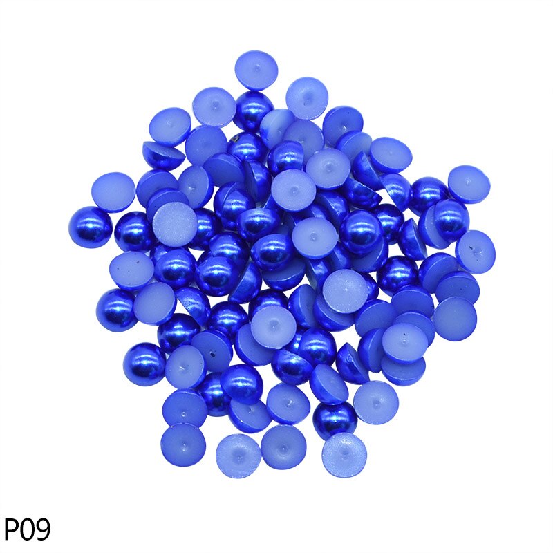 500 pièces 6mm multicolore résine plastique demi ronde perle artisanat Imitation perle perles pour vêtement accessoires filles chapeaux décor: P09 
