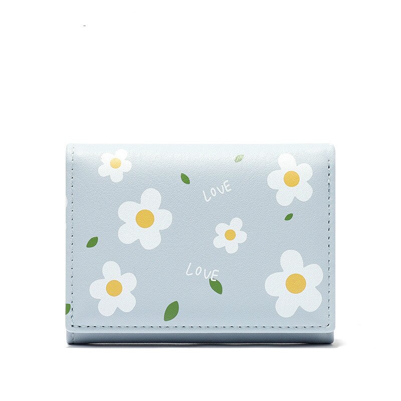 Bycobecy Flowers Printed Women Wallet Three-Fold Card Holders Small Fresh Short Wallet Ladies Wallet