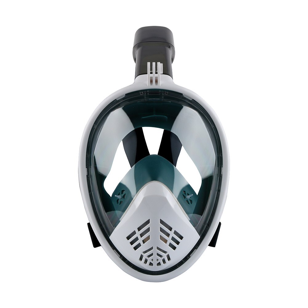 Máscara de natación buceo Anti niebla cara completa submarina Scuba snorkel conjunto máscaras respiratorias seguro y equipo de natación impermeable: White / L / XL