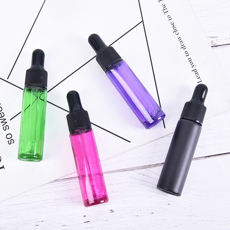 1 szt. Szklana butelka 10ml butelka z pipetą z czystymi szklanymi tubami mini fiolka z olejkiem eterycznym zielona wysokiej jakości \ czerwona róża \ fioletowa \ czarna