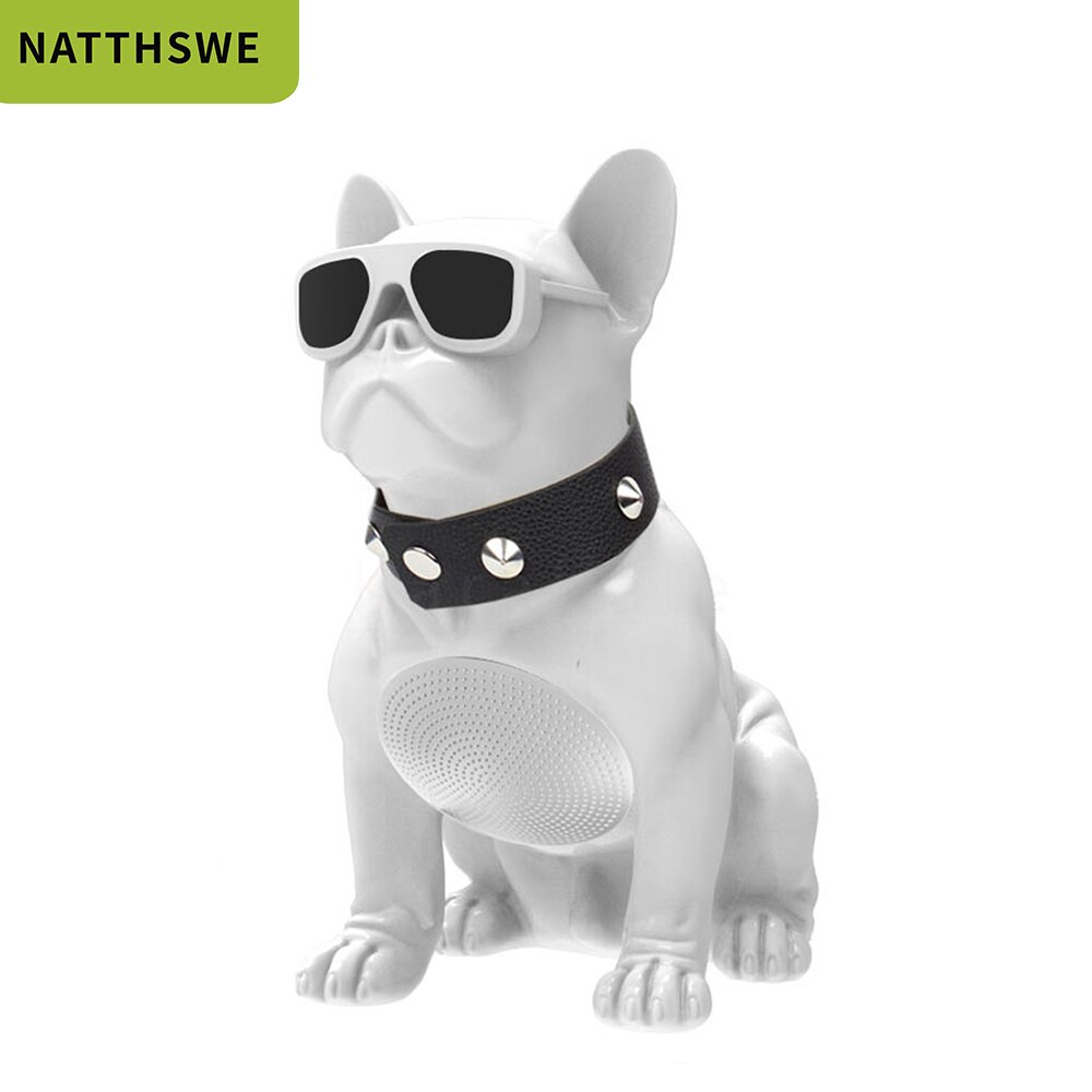 Natthswe trådløs højttaler lille bulldog bluetooth højttaler aerobull nano trådløs bluetooth højttaler udendørs bærbar bashøjttaler: Hvid